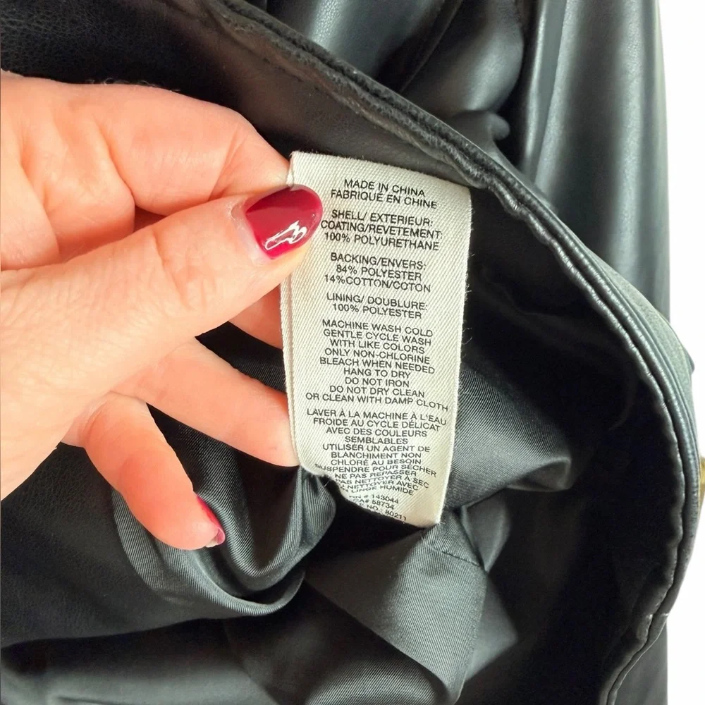Anthropologie Avec Les Filles Black Relaxed Faux Leather Moto Jacket Women’s XS - Picture 7 of 10
